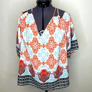 Skies Are Blue Cold Shoulder Blouse
